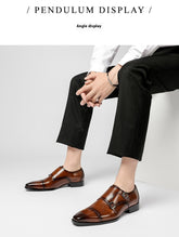 Men's British Style Leather Monk Strap Business Shoes